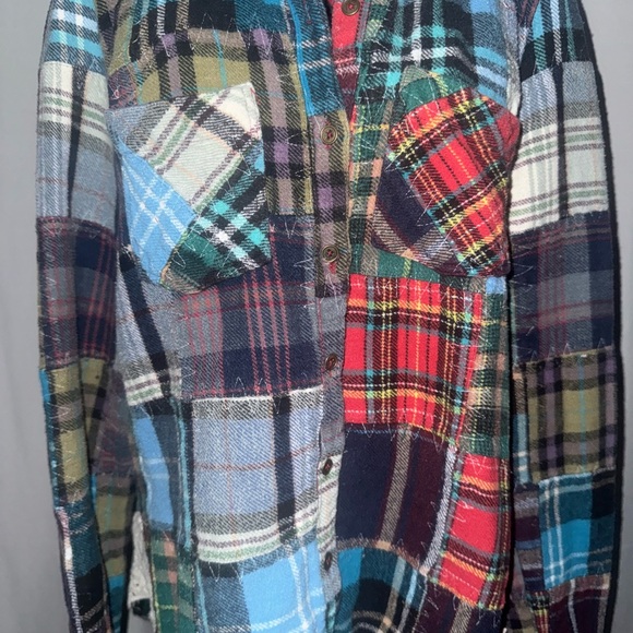 We The Free Free People Lost in Plaid Flannel Shirt RARE - Picture 10 of 11